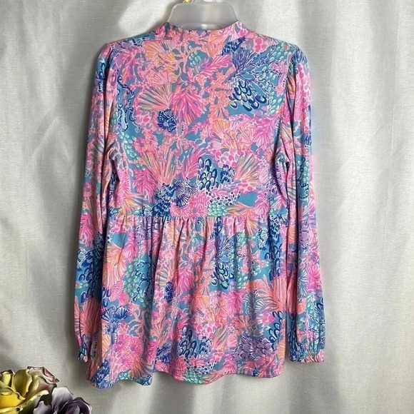 Lilly Pulitzer WIONA  top XS,ocean scene,colorful all over print,coastal,EC - Picture 8 of 11